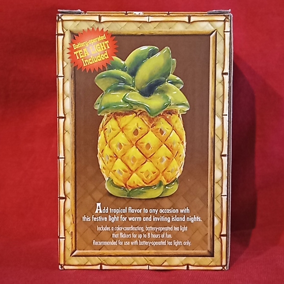 Tea Light Candle Lamp. PINEAPPLE Ceramic Holder. By Island Heritage 2007. - Picture 2 of 14